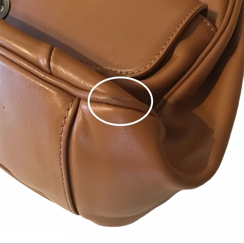 Pulicati Italian Leather Camel Color Handbag - Picture 12 of 13